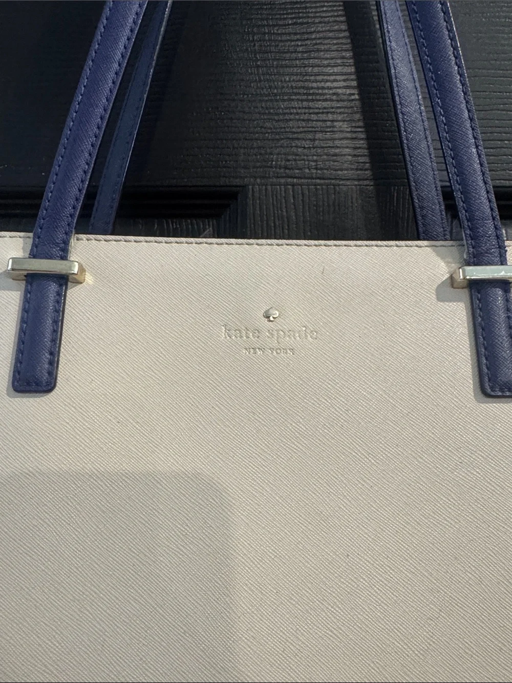 kate spade Cream and Blue Colorblock Leather Tote